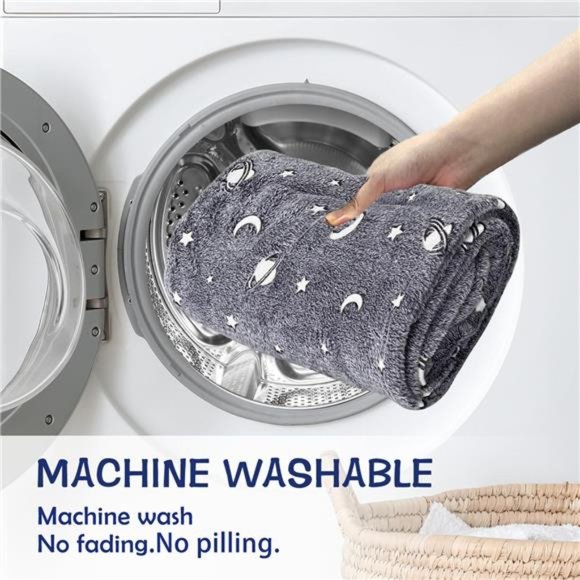 Glow in The Dark Throw Blanket 60 x 80 Inches, Galaxy Stars Pattern Soft Cozy - Picture 6 of 6